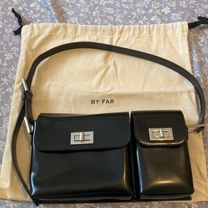 Black Billy Semi Patent Leather Bag (Larger Size)